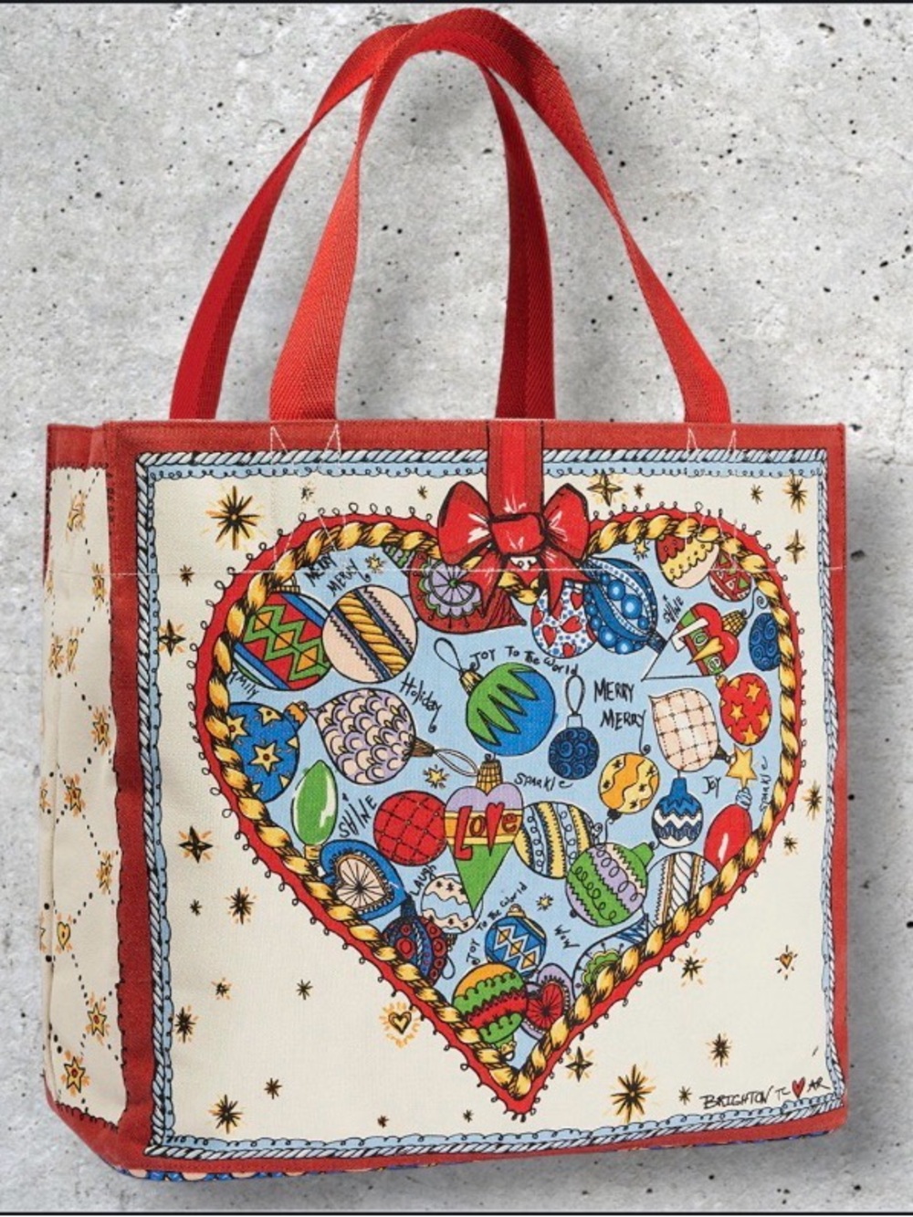 Brighton Celebrate Holiday Tote D30281 Christmas Canvas Bag NWT Ornaments